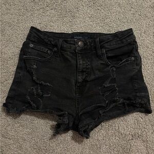 Aeropostale Women's Black Ripped Jean Shorts